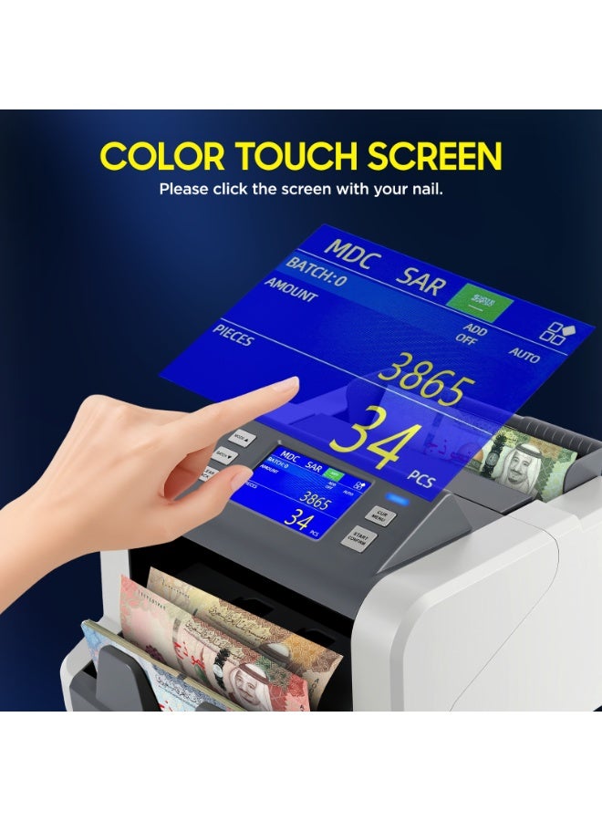 جيرزون عداد نقود GearZone متعدد الفئات، شاشة لمس، عدّ نقدي بسرعة 1000 ورقة نقدية في الدقيقة، كشف بالأشعة فوق البنفسجية/المغناطيسية/الأشعة تحت الحمراء/الضوء الرقمي، عداد عملات وأنماط متعددة للأعمال - Image 5